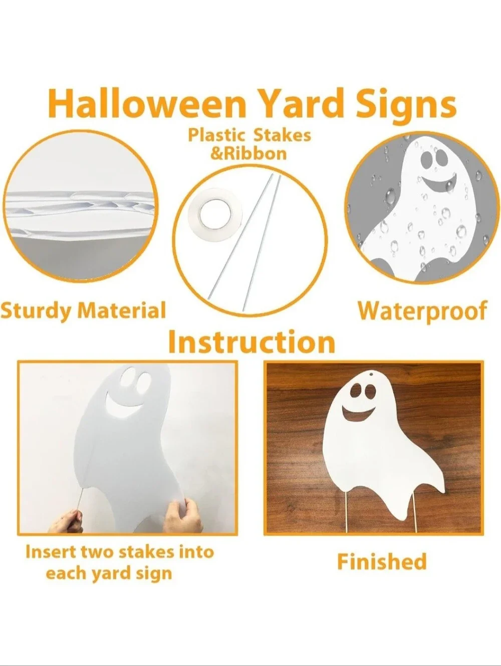 Halloween Decor Ghost Costume Set Of 6pc – White Ghosts